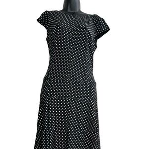 Anne Klein Stretchy Polka Dot Dress Size 10 Black White